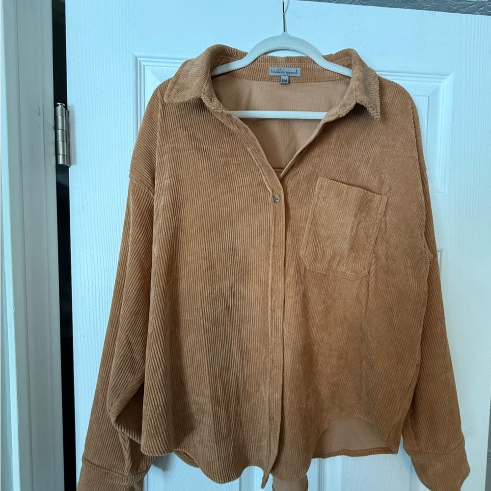 Tan Corduroy Button-Up Shirt